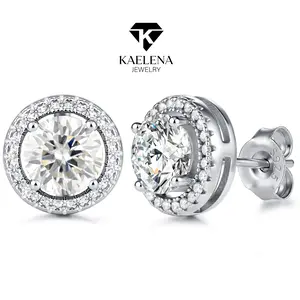 Kaelena Halo Stud Earrings  D Color VVS Lab-Created Moissanite  S925 Sterling Silver Jewelry Perfect Birthday  Mother’s Day & Christmas Gift for Men Women  Wedding Set