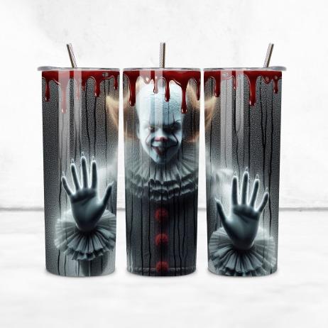 IT Pennywise Inspired Halloween 20oz Tumbler, Horror Movie Drinkware Bottle Cup