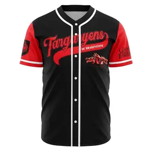 BaseMode Targaryens of Dragonstone Thrones Baseball Jersey Fantasy Dragon Crest All-Over Print Unisex Loose Fit 100% Polyester Jersey