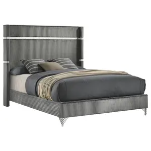 Licelle Upholstered Wingback Bed Gray