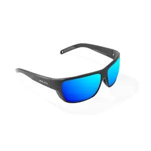 Bajio Rigolets Black Matte Blue Mirror Glass Lenses Mens Sunglasses