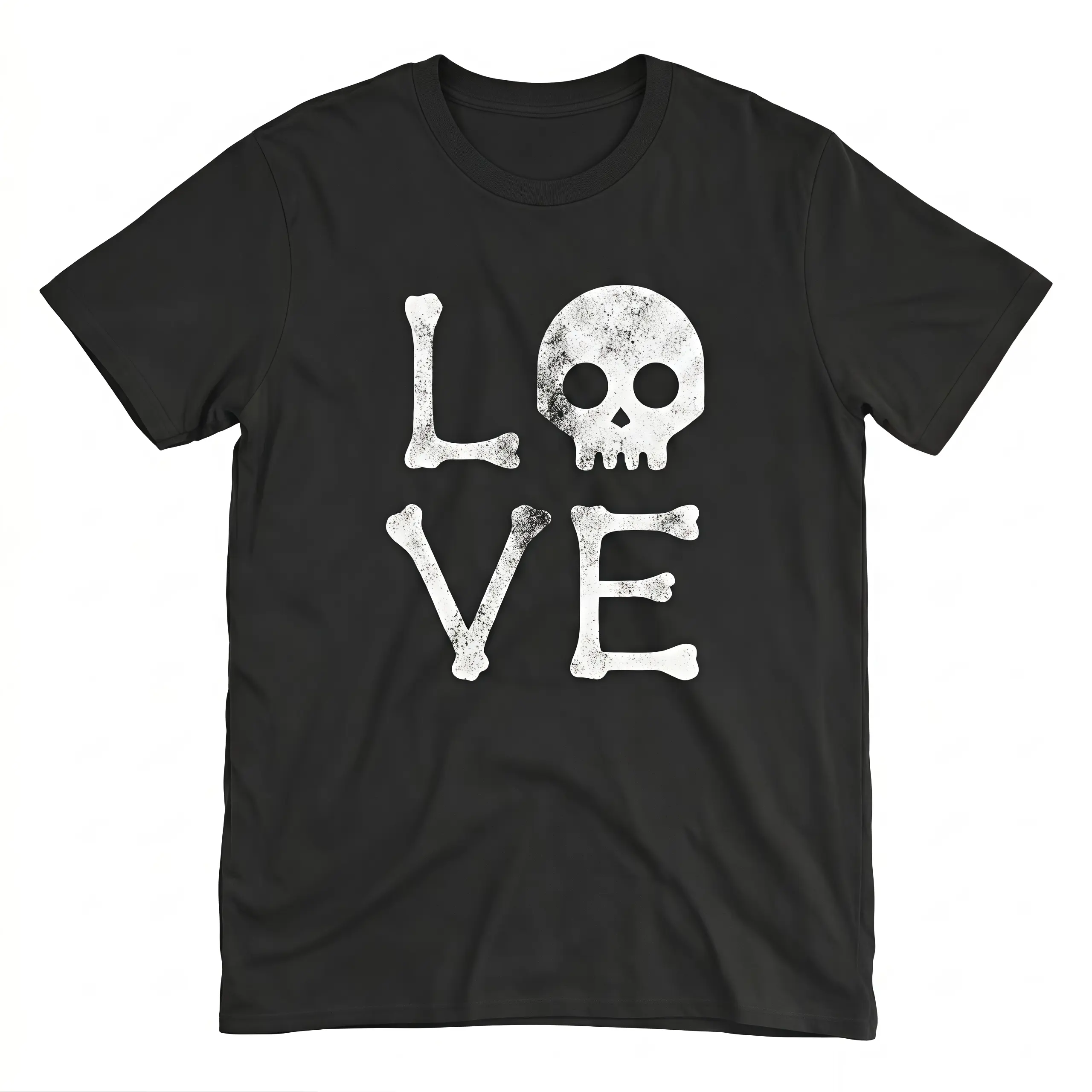 Womens Love Skull T Shirt Funny Skeleton Bones Halloween Party Graphic Tee Funny Womens T Shirts Cute Vintage Fashion Casual Ladies T-Shirt Gift Halloween Tops for Women Women's Novelty Tees Cotton Menswear Crew Neck Print Womenswear Streetwear Tshirt