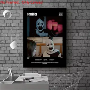 1 piece/set frameless canvas painting print poster, Classic Movie scenes Poster art，Terrifier Movie Poster， a perfect gift for Movie loves, ideal gift for bedroom, living room, dorm hallway, kitchen, mural, wall decoration, room decor