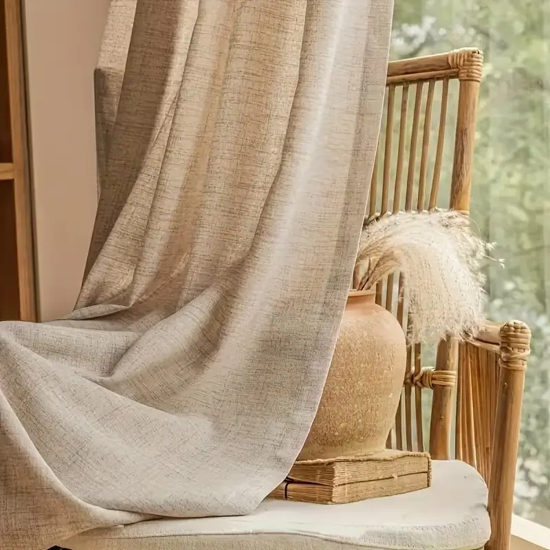 1pc Vintage Fashion Simple Japanese Sheer Curtain, Semi-Transparent Filtering Light, Cozy Atmosphere, Bedroom Living Room Balcony Dining Bathroom Decor