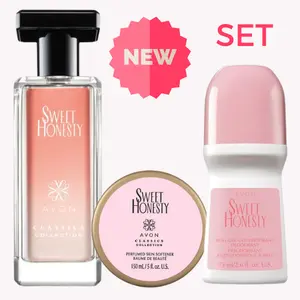Avon Sweet honesty Classic Cologne 17. oz, Roll-On Antiperspirant Deodorant and Skin Softener SET