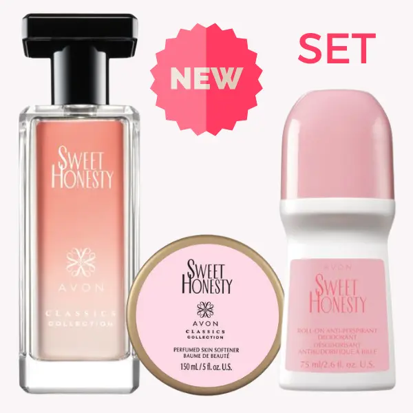 Avon Sweet honesty Classic Cologne 17. oz, Roll-On Antiperspirant Deodorant and Skin Softener SET Avon Sweet honesty Classic Cologne 17. oz, Roll-On Antiperspirant Deodorant and Skin Softener SET