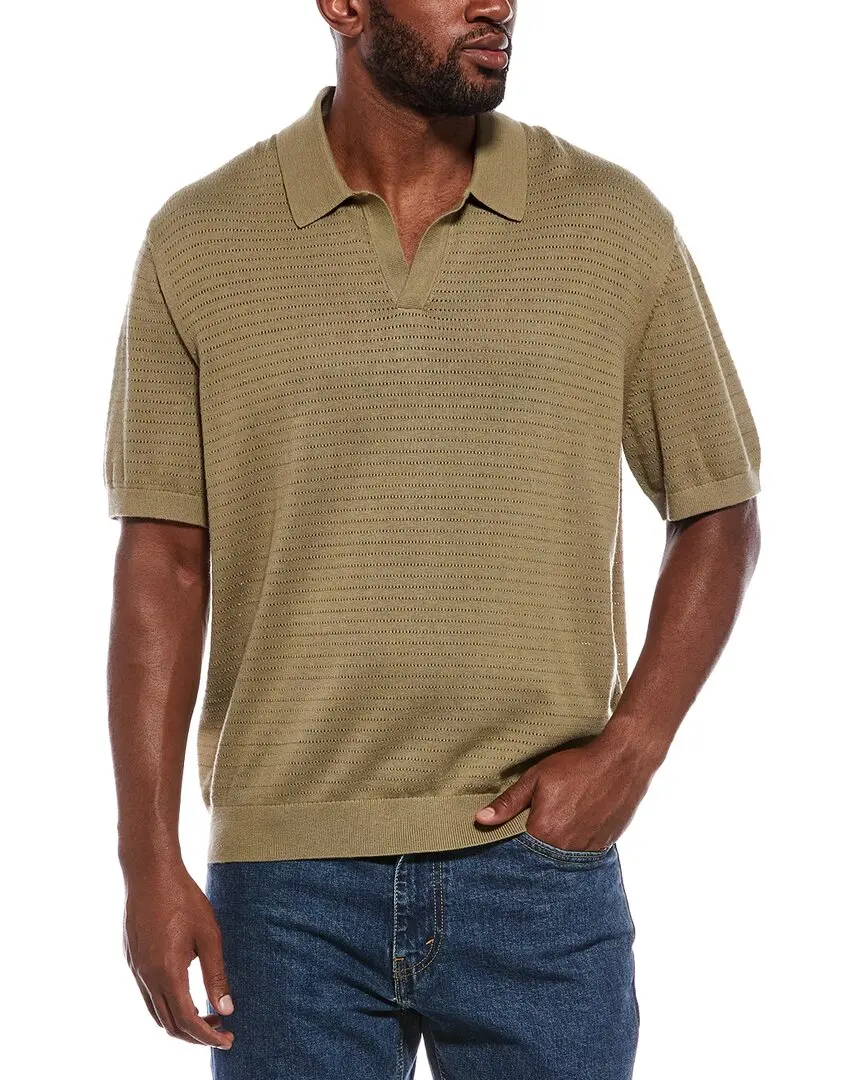 Madewell Pointelle Stitch Johnny Collar Silk-Blend Polo Sweater
