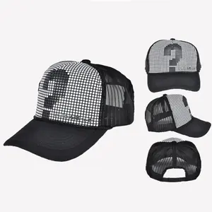 Cartoon Question Mark Hip Hop Mesh Duck Tongue Cap, Adjustable Fit, Conical Crown, Free Size Baseball Hat