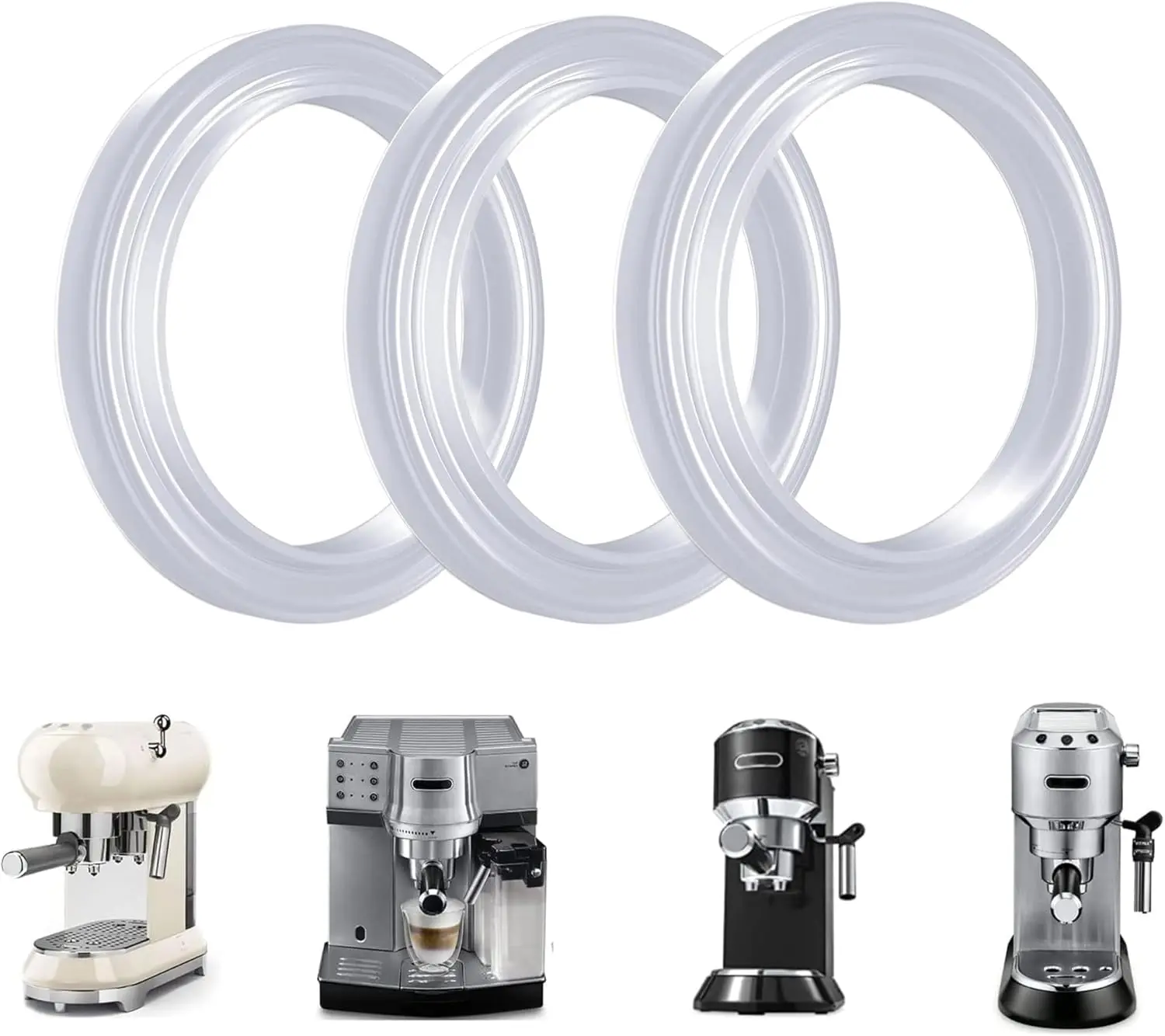 Silicone Gasket Steam Seal Ring Group Head Gasket 3pcs For Delonghi Dedica EC680 EC685 EC695 EC820 EC785 EC885 EC850 EC860 EC9335M EC9355M EC9665M DEDICA EC680/EC685 & Smeg ECF01