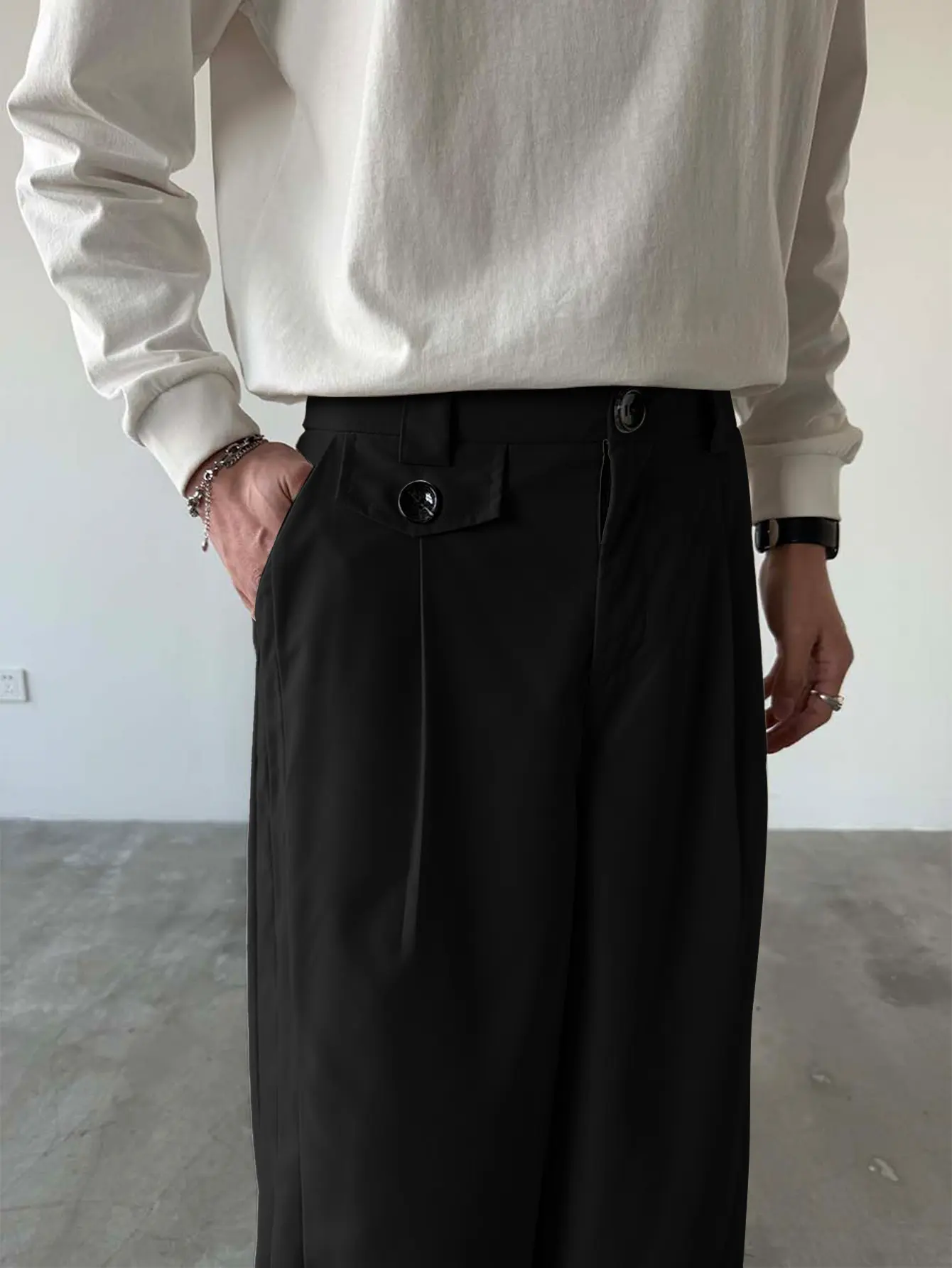 Men's black wide-leg suit pants, loose fit, long trouserssuitable for business casual wear, commuting, and everyday use. - TikTok Shop Men's black wide-leg suit pants, loose fit, long trouserssuitable for business casual wear, commuting, and everyday use. - TikTok Shop