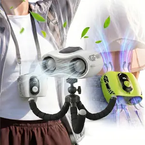 Waist Clip Fan with Neck Lanyard, 120 Speeds Powerful Wearable Fan with Multi-Angle Tripod Bracket, 5200mAh Battery Operated Fan for Construction Workers Delivery Fishing Camping-YY