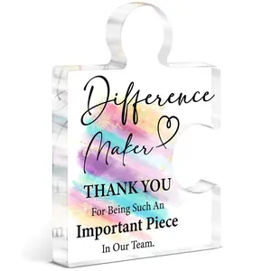 Difference Maker Gift, Staff Employee Appreciation Gifts, Retirement Farewell Thank You Gifts for Coworkers Boss Mentor Manager Supervisor Teacher, Acrylic Puzzle Piece Office Desk Decor