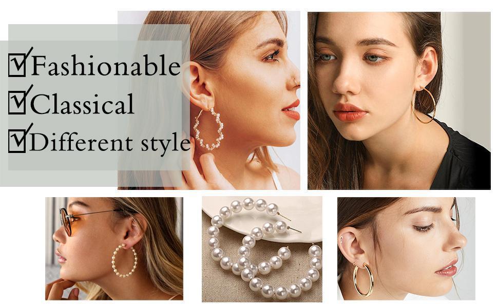 36 Pairs Gold Earrings Set for Women, Fashion Pearl Chain Link Stud Drop Dangle Earrings Multipack Hoop Earring Packs, Hypoallergenic Earrings for Birthday Party Jewelry
