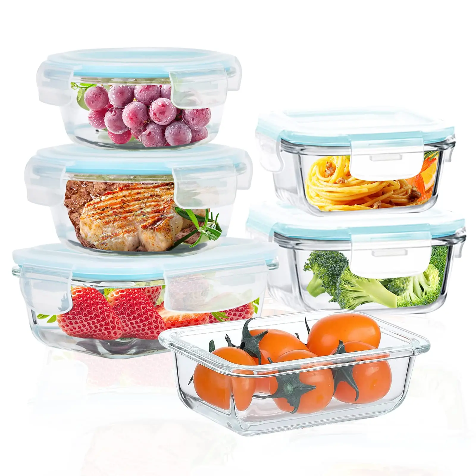ROSOS 4 Pack/ 6 Pack Glass Food Storage Containers with Lids Airtight ...