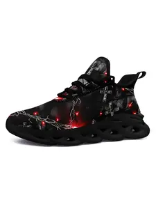 Men's Lightweight Gothic Dark Cross Sneakers - Breathable Comfort Casual Walking & Gym Shoes