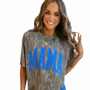 Camo Mama Puff Print T-shirt or Sweatshirt with Bold MAMA Lettering and Camouflage Design