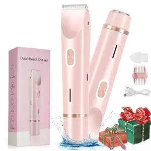 LEHOM Bikini Trimmer for Women, Rechargeable 2 in 1 Body & Facial Hair Removal, Waterproof Wet & Dry Use Trimmer for Women, Winter & New Year Gift, Valentine's Day Gift