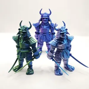 3D Printed Samurai Figure, Flexible Joint Toy, Cool Moveable General and Warrior Model, Home Office Desk Decor, Birthday Gift