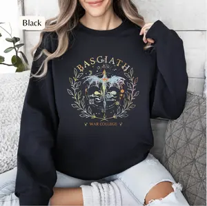 Basgiath War College Rainbow T-Shirt, Sweatshirt – Fourth Wing Velvet Sin Inspired Fantasy Crewneck With Sword & Dragon Sleeve, Unisex Cotton T-shirt