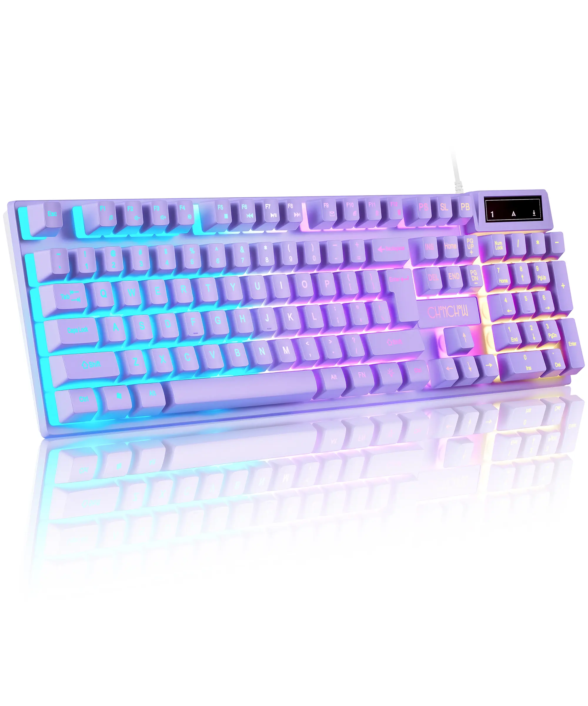 CHONCHOW Purple Gaming Keyboard, LED Backlit Wired USB Keyboard, Full Size 104 Keys Ergonomic Computer Keyboard for PC Laptop Gaming Office