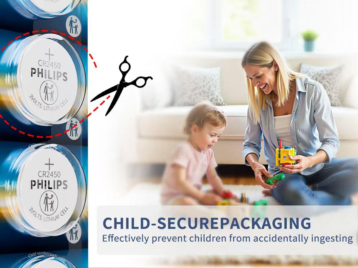 PHILIPS CR2450 3V Lithium Batteries, 20pcs Long-Lasting 600mAH Button Cell Batteries, Widely Used In Car Keys, Remote Controls, Calculators, Thermometers, Etc., Durable And Reliable