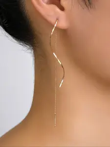 Elegant Wave Tassel Drop Earrings for Women, Simple Fashion Accessory, Perfect for Daily Wear, Includes Beautiful Gift Box
