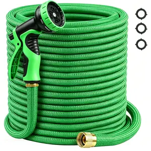 100FT Heavy Duty Garden Hose, 100FT Durable Garden Hose, High-Pressure 8-way Spray Nozzle, 3/4 Inch Solid Brass Fittings, Water Hose for Outdoor Watering Gardening Supplies 50FT/75FT/100FT, Brass Connectors Summervibes fathersdaygift