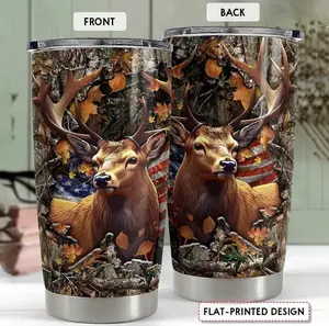 Deer Hunting Tumbler 20oz Stainless Steel Mug with Lid, Gifts for Hunters and Deer Lovers, Outdoor Hunting Gift for Men Dad Husband Son, Birthday Christmas Gift for Hunting Enthusiasts