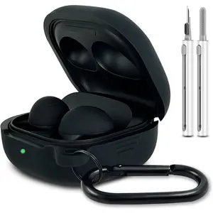 Silicone Case for Samsung Galaxy Buds FE, 2 Pro, 2, Pro, Live with Cleaner Kit (Black)