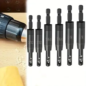 6 Pcs Self-Centering Drill Bit Set,Including 3/32",7/64",1/8",Bit for 1/4 in Clic-Change Hex Shank Drill,Ideal Replacement,Easy to Install,Hinge Drill Bit Center Finding Drill Bit,Tools & Hardware