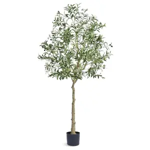 VEVOR Artificial Olive Tree, 6 FT Tall Faux Plant, Secure PE Material Anti-Tip Tilt Protection Low-Maintenance Plant, Lifelike Green Fake Potted Tree for Home Office Warehouse Decor Indoor Outdoor