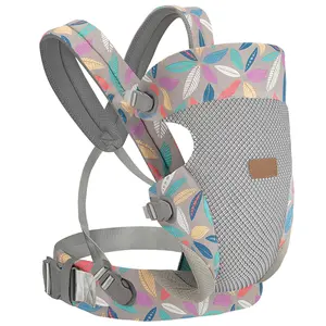 Baby Carrier Newborn to Toddler, Ergonomic Infant Carrier, Breathable Mesh Baby Holder Carrier, Adjustable Front Facing and Backpack Carrier for Babies 0-24 Months up to 45lbs -Grey Leave