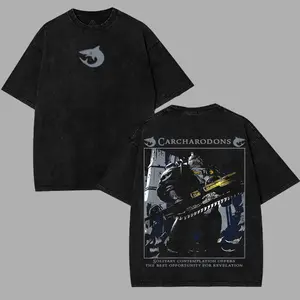 Warhammer 40k Carcharodons space share marine game Unisex Washed Cotton T-Shirt, Angron Sons Wargame For Game Fan Streetwear graphic tee Fit 90s clothes video lover game acid wash