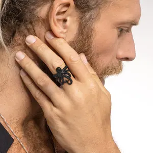 FaithHeart Octopus Punk Ring Stainless Steel Signet Ring