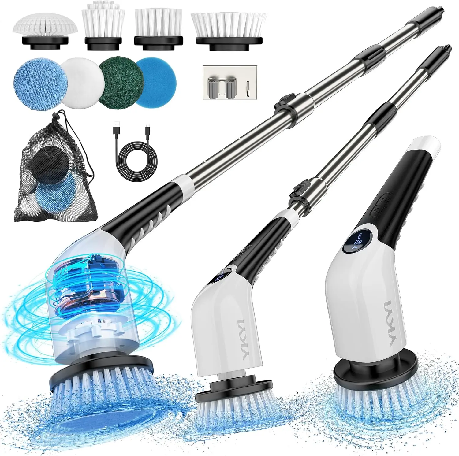 Cordless Electric Multi-Surface Scrubber 9 in 1 Electric Spin Scrubber with Interchangeable Brushes IPX7 Waterproof for Deep Cleaning Versatile Home Cleaning Tool
