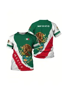 2026 Newest Men's and Women's 3D Printed All Over Print Mexican Pattern T-Shirt - Soft, breathable, loose-fitting short-sleeved crew neck top with a vibrant Mexican national emblem design, perfect for summer street casual style - ideal Father's Day gift