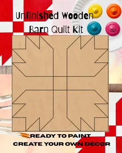 Bear Paw Wooden Barn Quilt Block: Unfinished DIY Kit | Paintable Barn Quilt | Paintable Wood Quilt | DIY Kit for Women