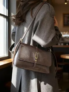Women's Fashion Casual Flip Cover Bag, Magnetic Closure, Textured Design, Accents, Perfect for Commuting, Shopping, Daily Use