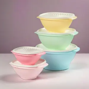 Servalier 5 Piece Bowl Set Pastels Sturdy Material Instant Seal Lid Efficient Storage Dishwasher Safe Tableware