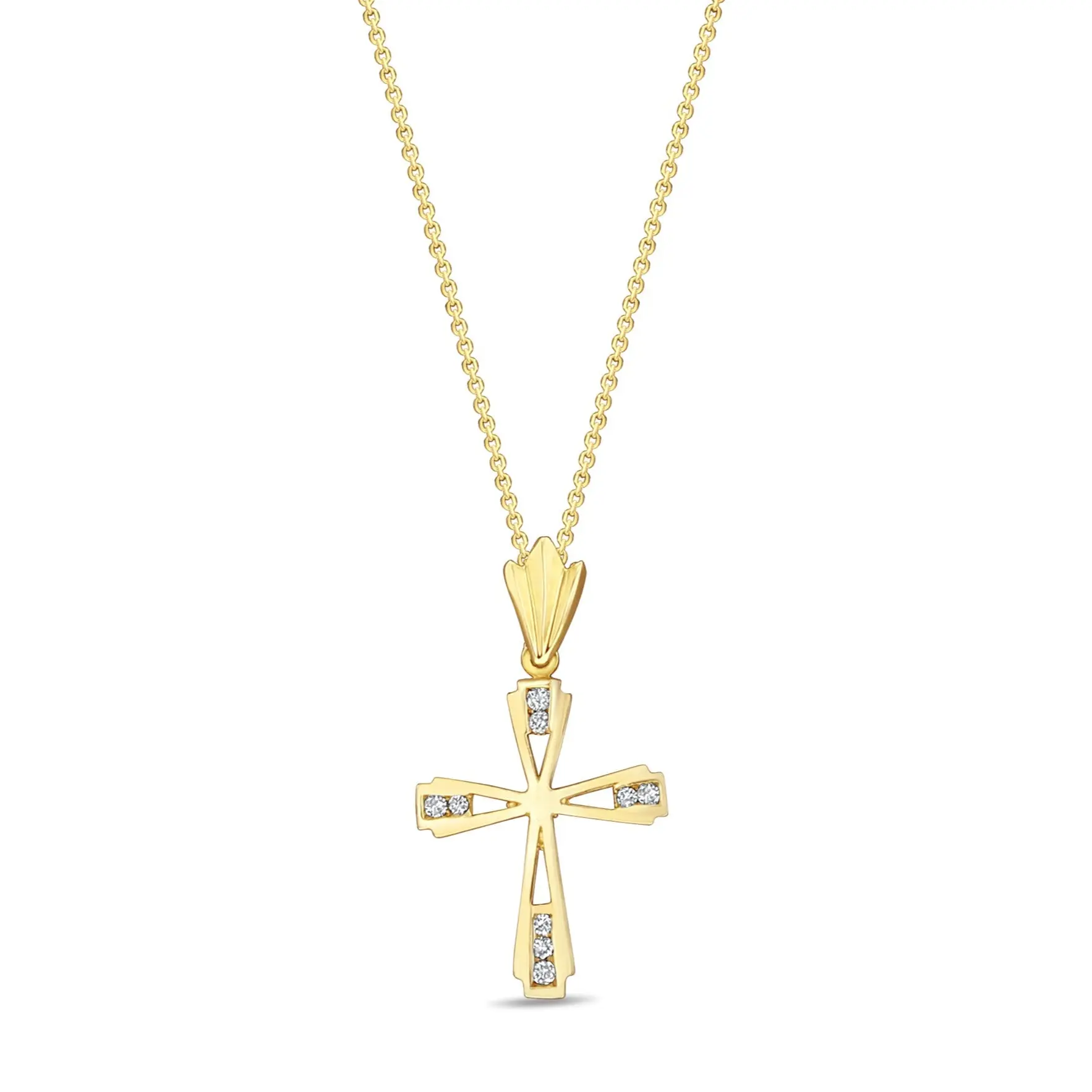 Polished One Quarter Carat Diamond Cross Necklace