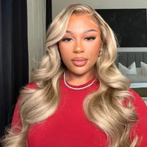 Tuneful  180% Density P18/613 Blonde Ombre Highlight 13x6 Lace Front Wig Human Hair HD transparent Lace Body Wave Wig Pre Plucked Human Hair Wigs for Black Women 30 Inch SummerVibes