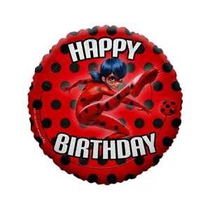 Miraculous Ladybug Themed Foil Balloon - Vibrant Happy Birthday Party Decor