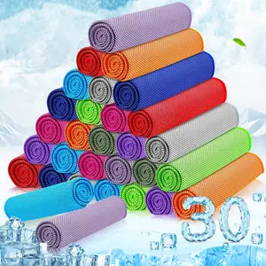 30 Packs Cooling Towels Bulk (40"x12") Gym Cooling Towels for Neck and Face Sweat Workout Cooling Neck Rags for Sports Yoga Soft Microfiber Breathable Rags for Hiking Running Fitness-Multicolor