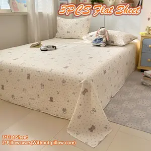 3pc Bed Sheet Pillowcase Set, Soft Comfortable Fabric, High Thread Count, Suitable for All Seasons, Bedroom & Guest Room Use