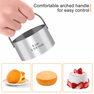 5PCS Stainless Steel Biscuit Cutter Set with Handle, Round Cookie Cutters for Baking, Cake Mold, Dough Cutter, Pastry Tools