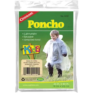 Coghlan's Poncho for Kids, Lightweight Reusable Rain Camping Weather Survival