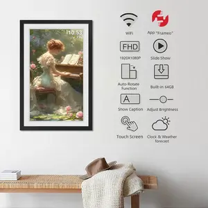 21.5inch FRAMEO Digital Photo Frame with 1920x1080 FHD IPS LCD Touch Screen, Dual-WiFi Share Moments via Frameo, 32GB Storage, USB Drive/SD Card Extend Storage, Auto-Rotate, Wall Mountable with VESA