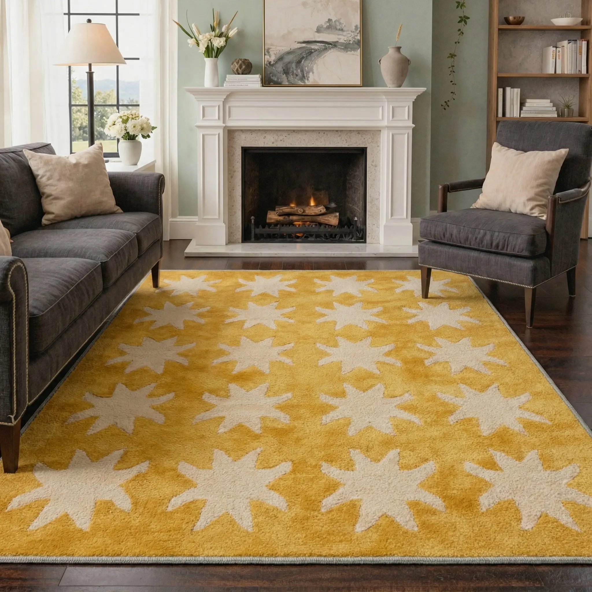 【Deals For You Days】BEIMO Home Rug – Soft, Non-Slip, Pet Friendly, Machine Washable Carpet, Ideal Area Rug for Living Room, Bedroom, Kitchen, Hallway Floor Decor ,ARC1298-SAFFRON