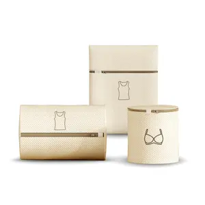 3-Piece Bag, Durable Cotton Mesh Laundry Bag, Sturdy Zipper, Breathable Mesh, Exquisite Laundry Bag for Underwear, Clothes, Pants, Shoes and Socks