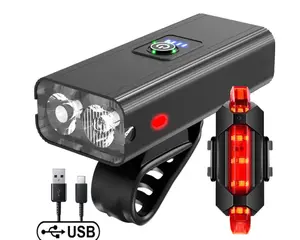 High Lumens Super Bright Bicycle Lite, 6+4 Modes USB Rechargeable Bike Headlight & Taillight Set, Waterproof Safety Bike Front & Rearlight for Road, Mountain, Night Riding